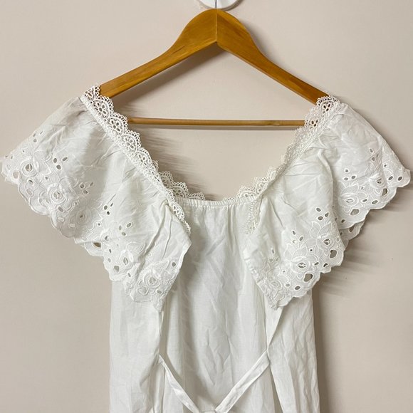 Medium- White Off-shoulder Mini Dress - Picture 6 of 9